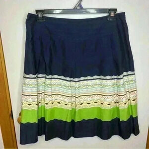 Talbots Skirt Pleated Midi Women‎ 14 Blue Green Cotton Lined Vintage casual